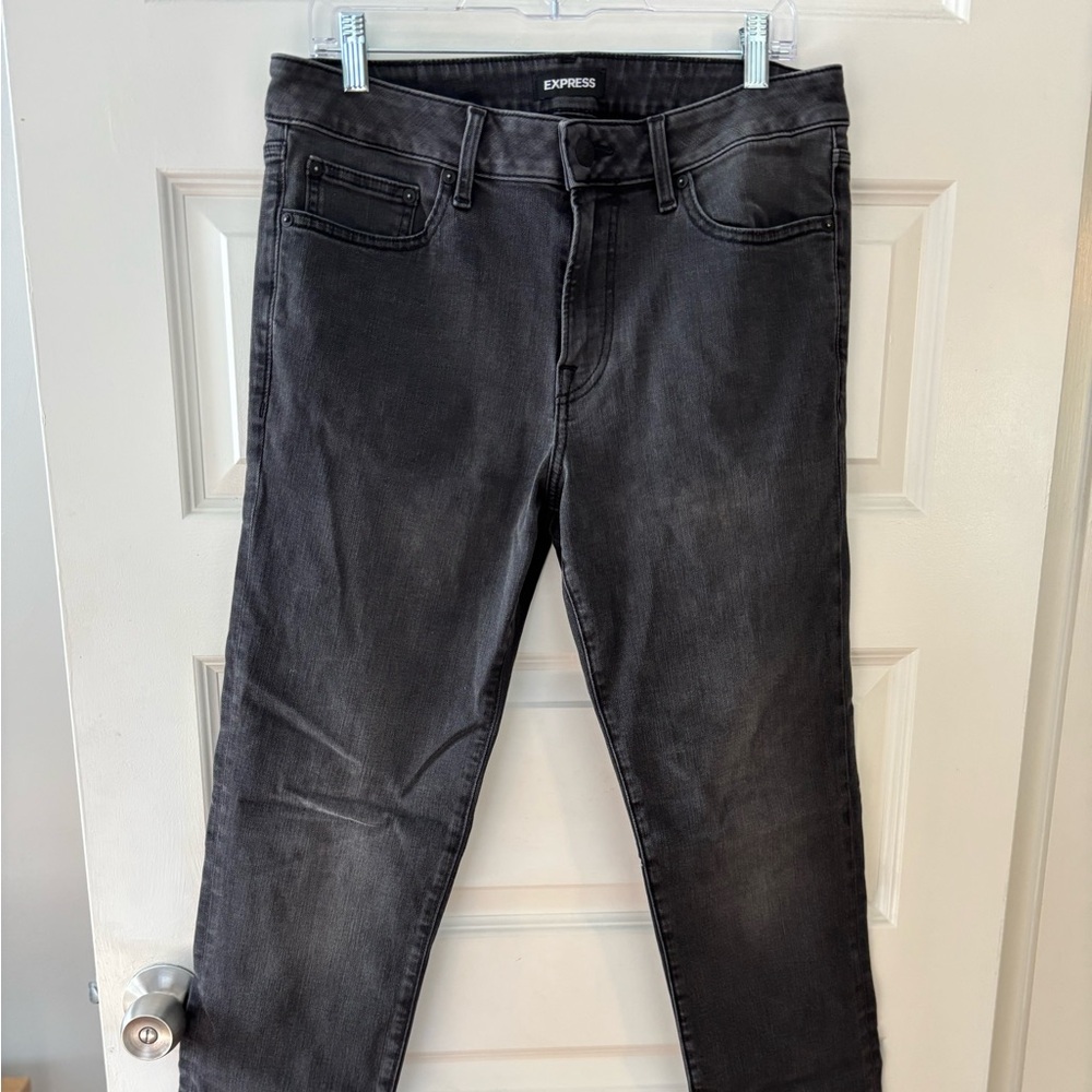 Express Dark Grey/Charcoal Slim Straight Jeans